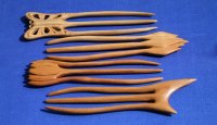 three teeth wooden hair forks